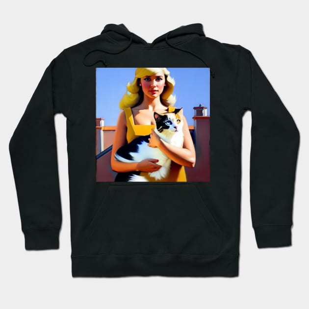 A Blonde Woman and Her Cat Hoodie by VespersEmporium